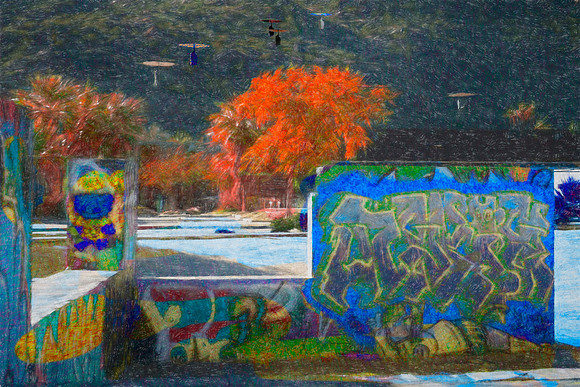 ORANGE TREE AND SAUCERS