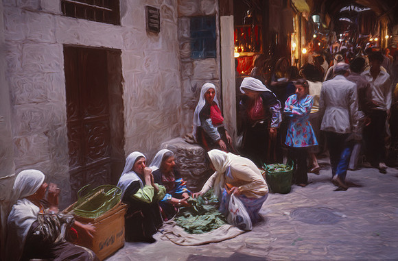 WOMEN SELLING VEGETABLES - ARAB SUK JERUSALEAM