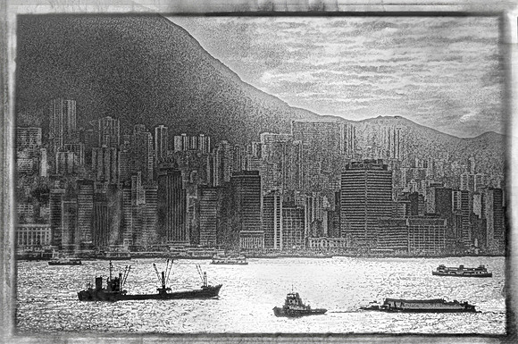 KOWLOON HARBOR with HONG KONG  in background